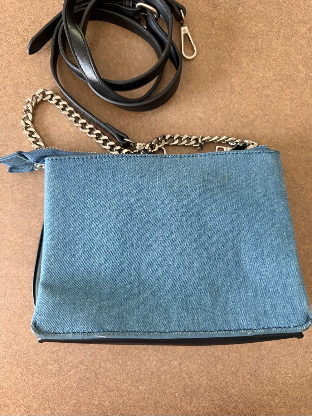 Steve Madden Denim Blue Crossbody with Chain & Leather Strap - Picture 5 of 6